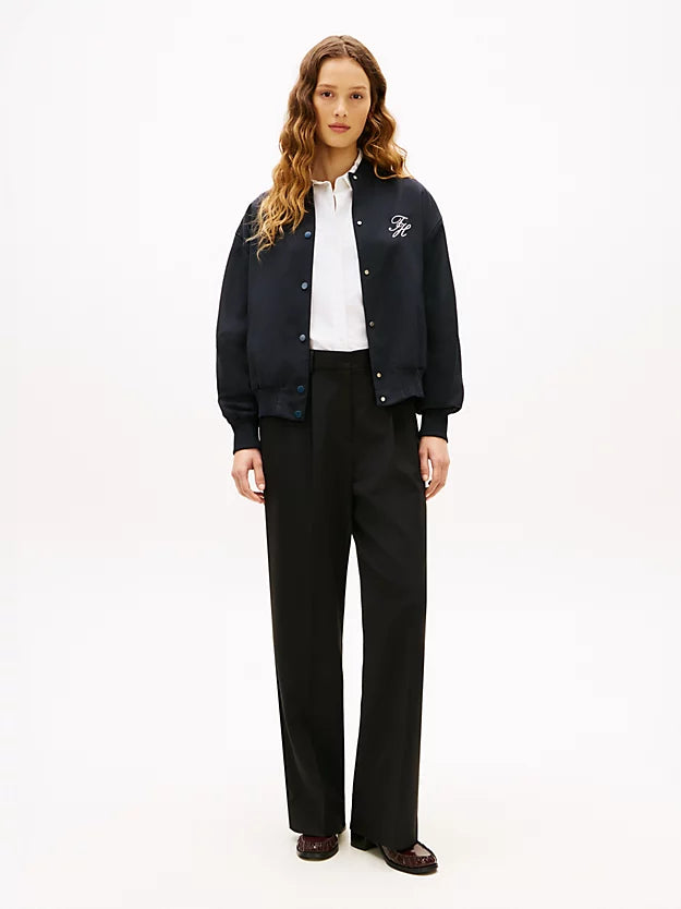Timeless Wool Blend Relaxed Bomber Jacket