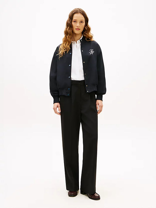 Timeless Wool Blend Relaxed Bomber Jacket