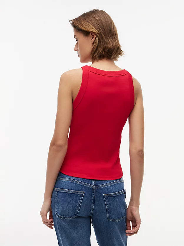 Logo Ribbed Slim Tank Top