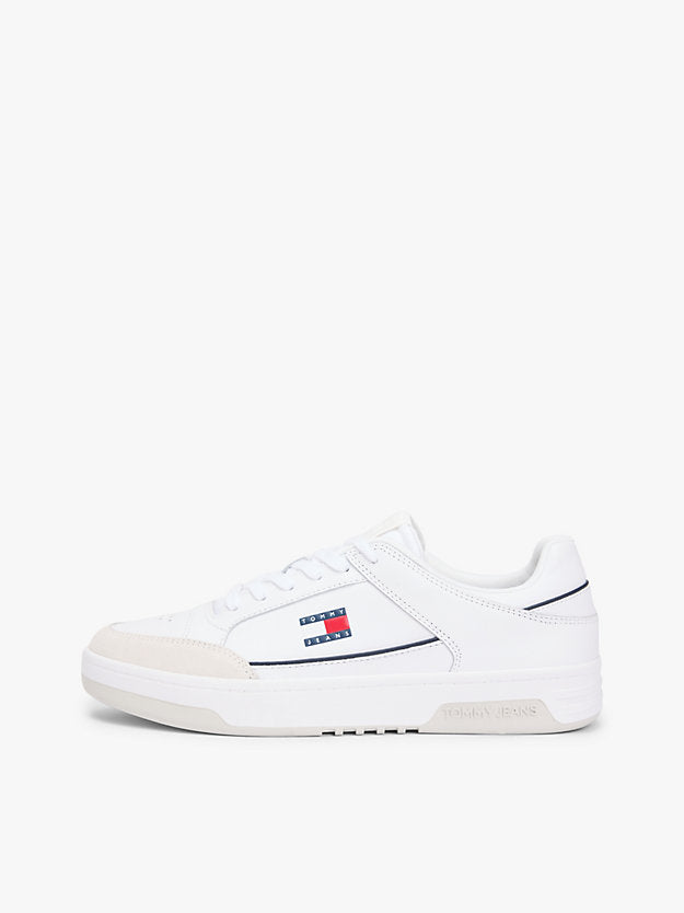 Leather Mixed Texture Cupsole Trainers