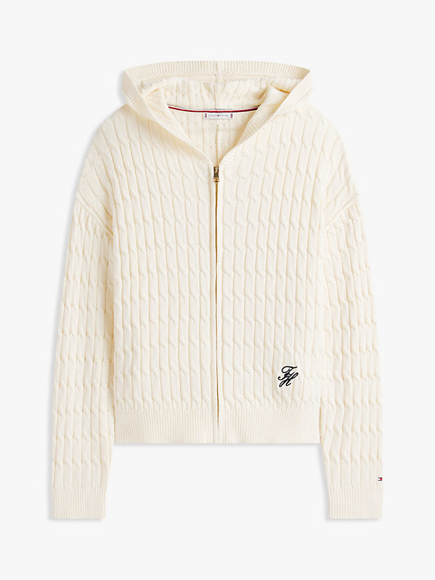 Curve Cable Knit Zip-Thru Hoody