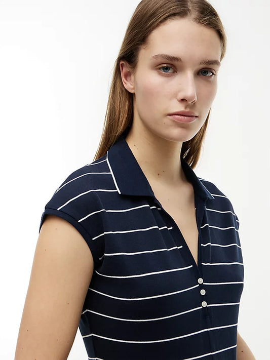 Pique Henley Midi Polo Dress