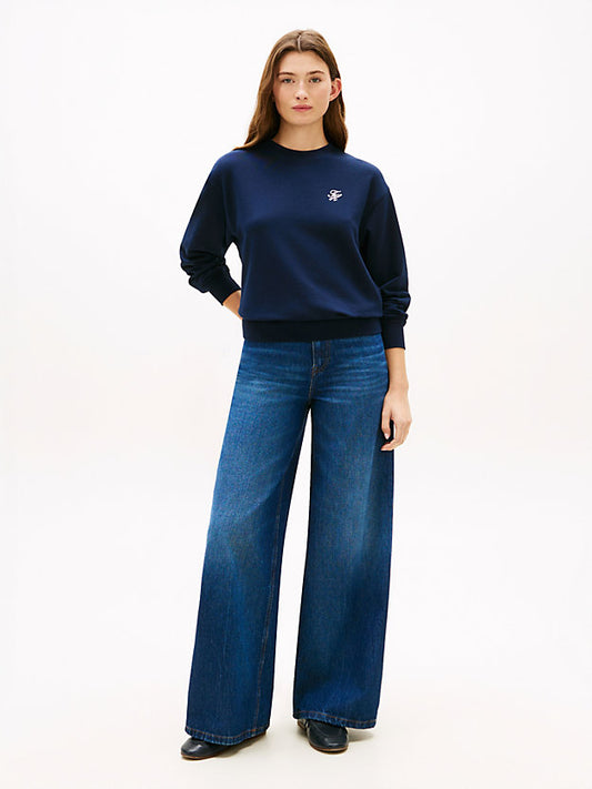 Logo Embroidery Crew Neck Sweatshirt
