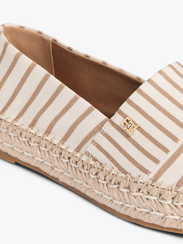 Canvas Stripe Monogram Platform Espadrilles