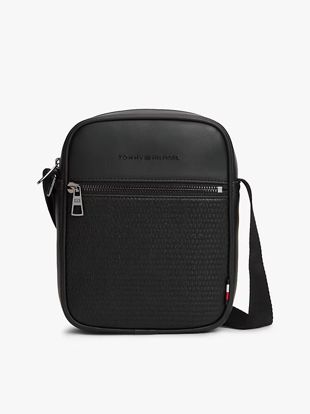 Woven Panel Crossbody Reporter Bag