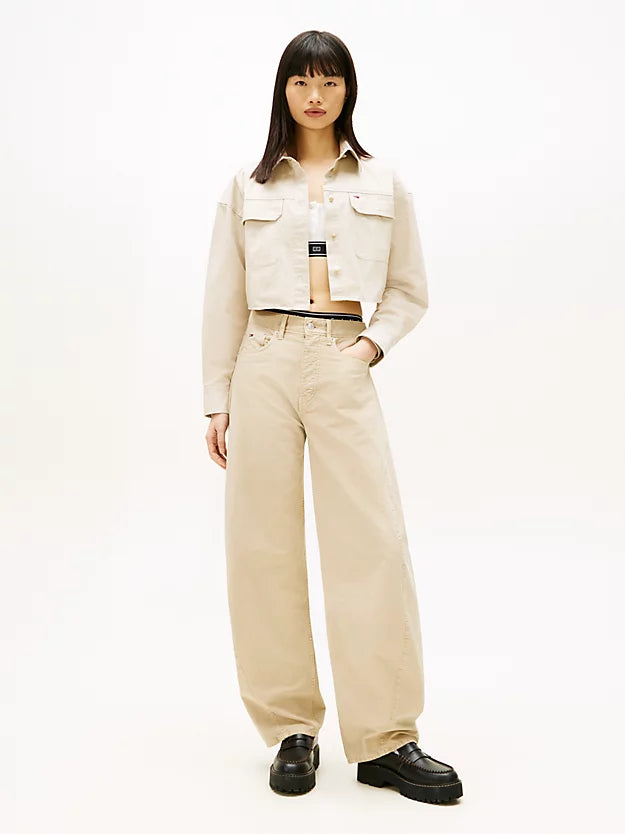 Oversized Fit Twill Cropped Utility Shirt