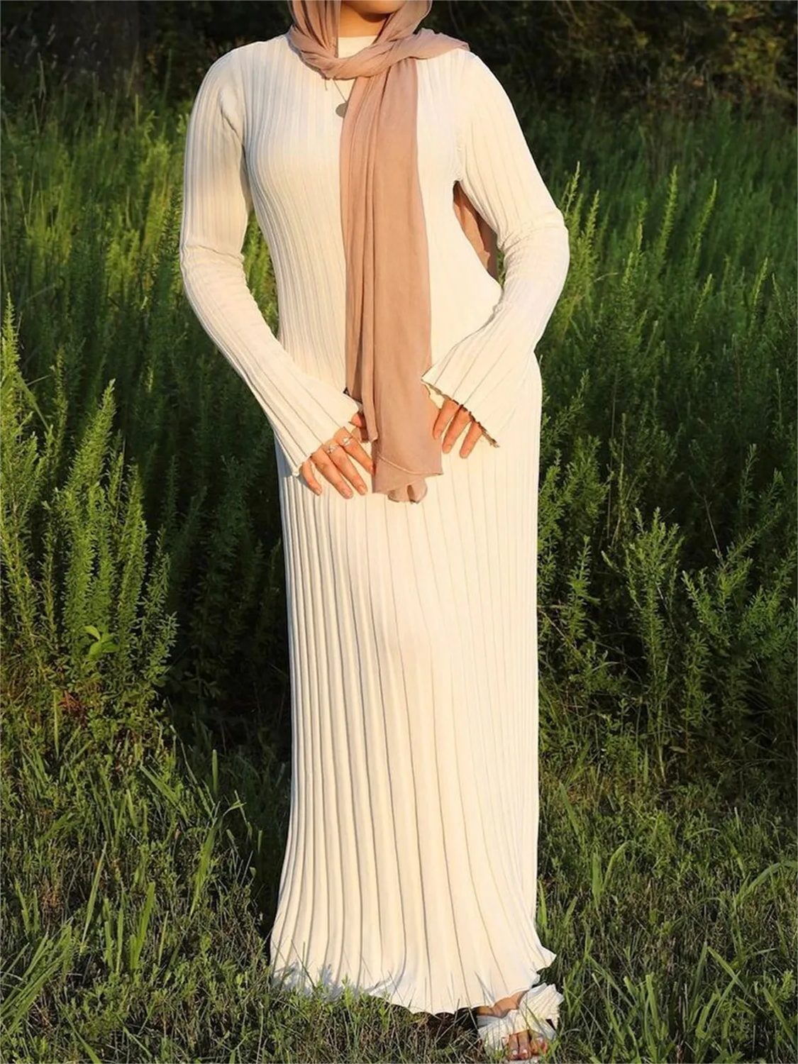 Robe Midi en Tricot à Manches pour l'Automne (Achetez-en 2, Livraison Gratuite)