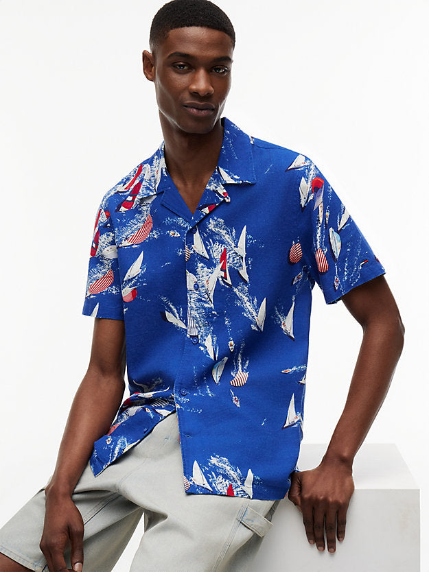 Regular Linen Blend Short Sleeve Shirt
