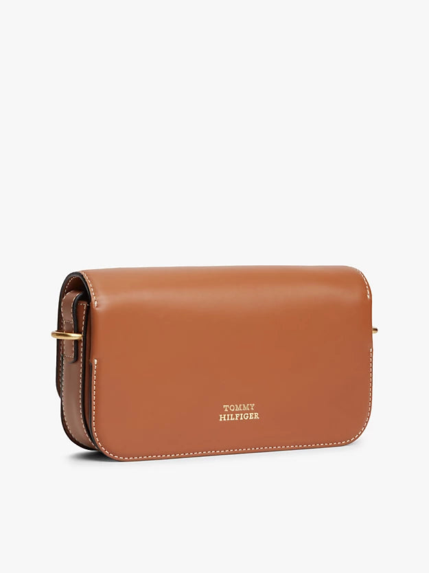 Leather Flap Logo Plaque Crossbody Bag