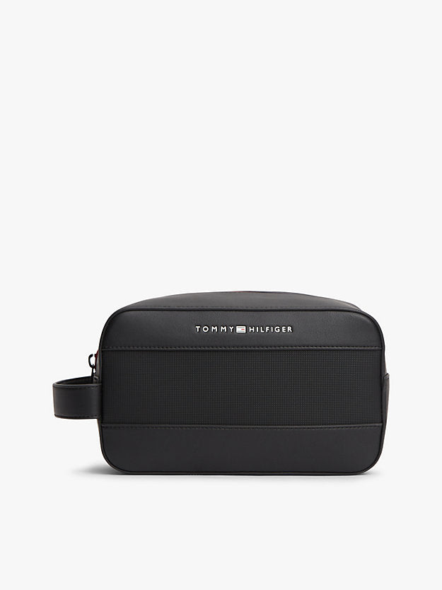 Metal Logo Mixed Texture Washbag