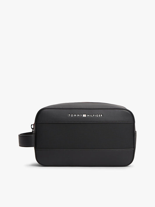 Metal Logo Mixed Texture Washbag