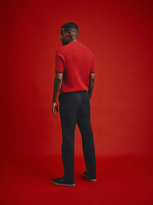 Cable Knit Short Sleeve Polo Jumper