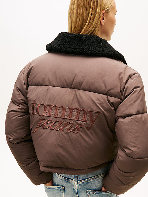 Teddy Collar Crinkle Puffer Jacket