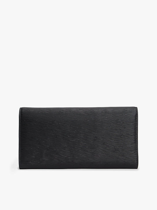 Metallic Logo Textured Flap Wallet
