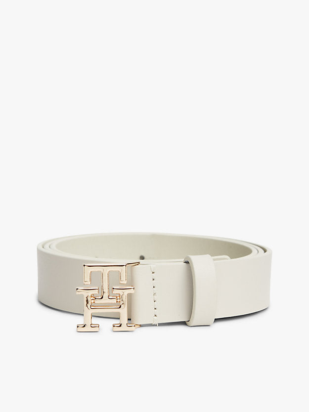 Monogram Plaque Buckle Leather Belt