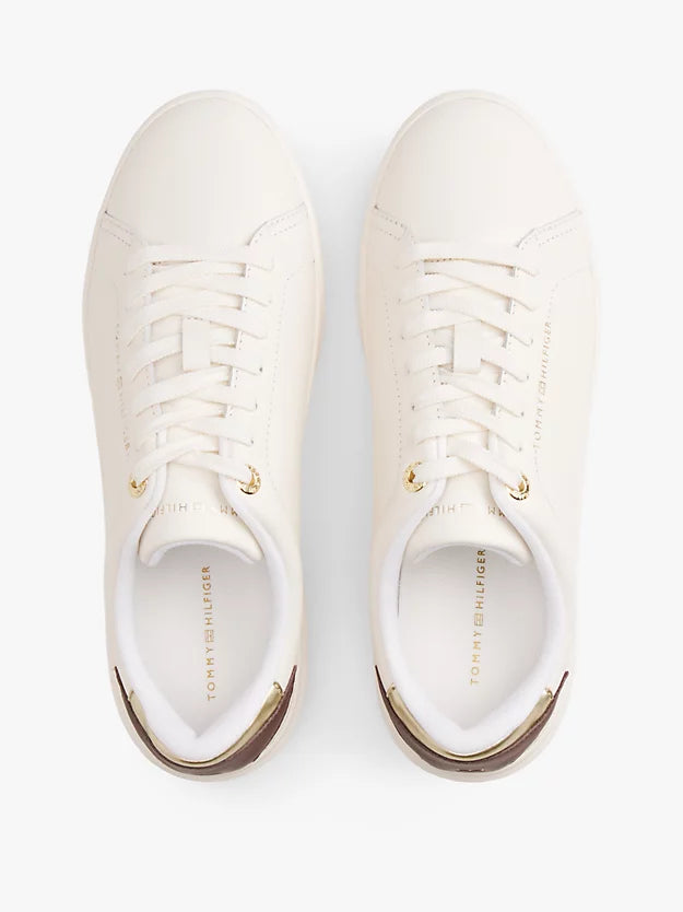Leather Logo Plaque Court Trainers