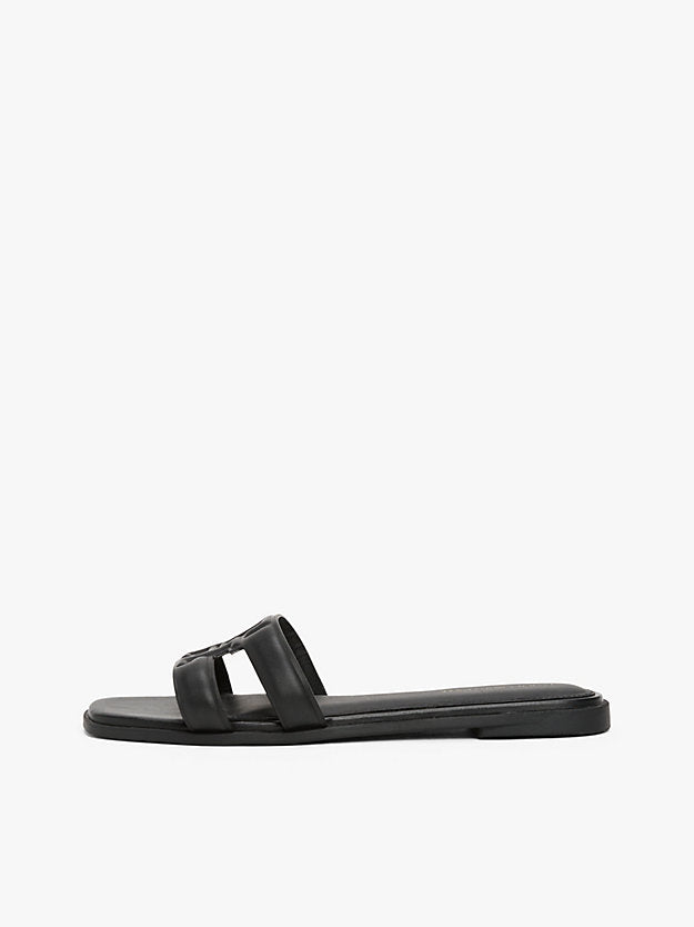 Leather Monogram Strap Mules