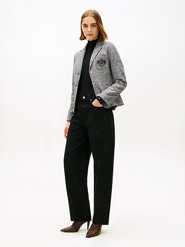 Mid Rise Barrel Leg Black Jeans