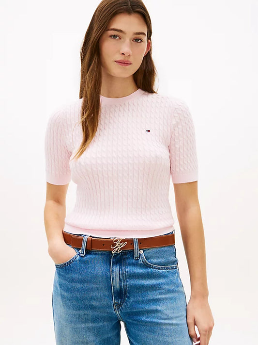 Cable Knit Short Sleeve Jumper