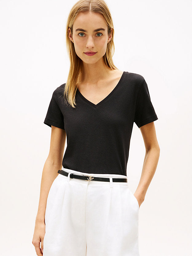 Linen Blend V-Neck T-Shirt