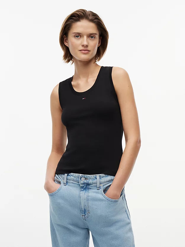 Ribbed Scoop Neck Slim Tank Top