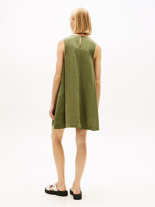 Slim Linen Blend Mini A-Line Dress