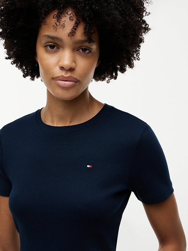 Flag Embroidery Slim Crew Neck T-Shirt