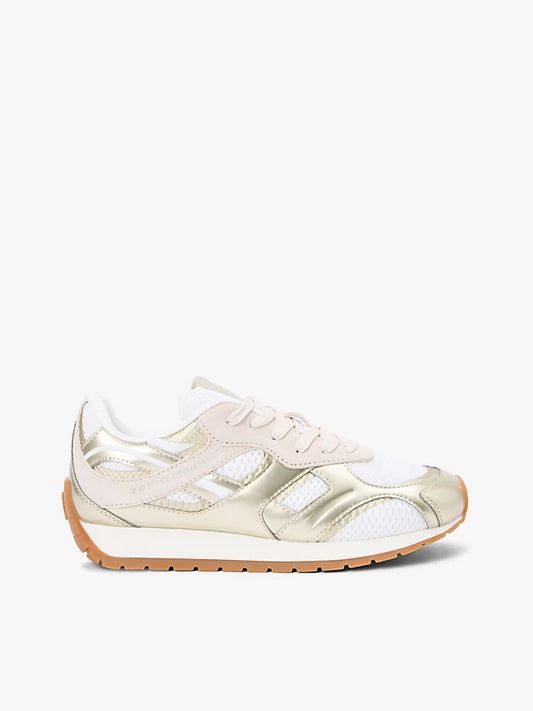 Mixed Texture Metallic Trainers WiLeather