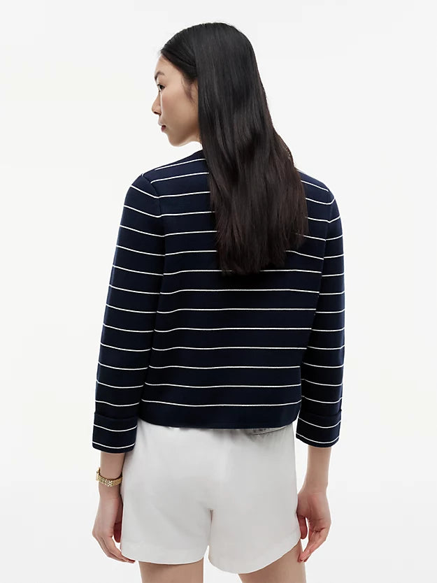 Gold-Tone Button Boxy Cardigan