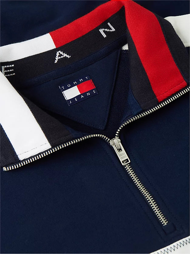 Colour-Blocked Quarter-Zip Relaxed Sweatshirt