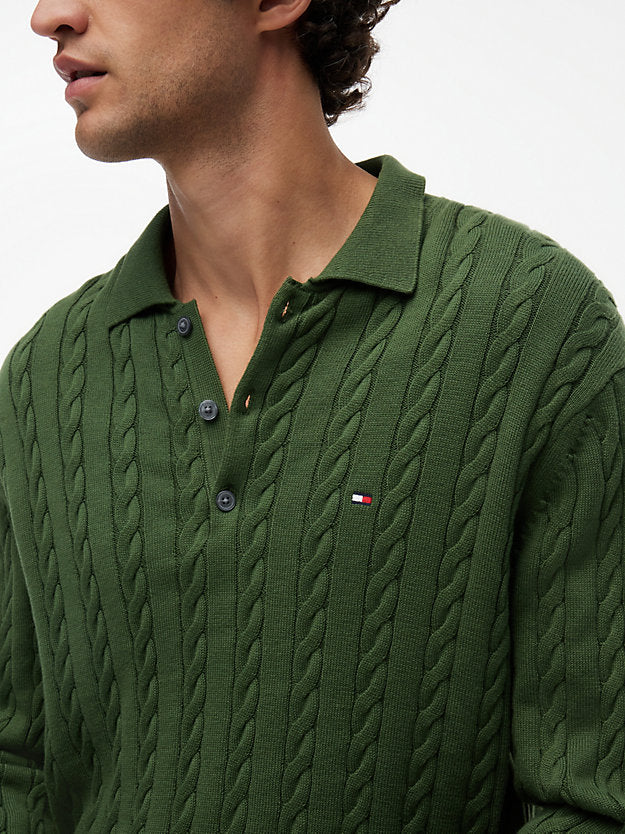 Cable Knit Polo Jumper