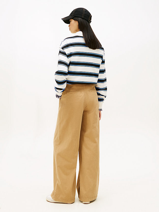 Pleated Twill Wide Leg Chinos