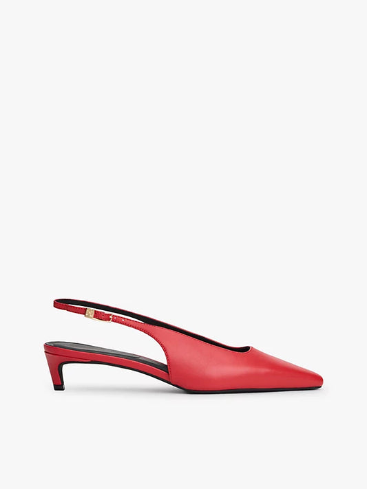 Monogram Leather Slingback Kitten Heels