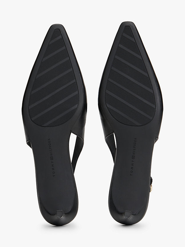 Monogram Leather Slingback Kitten Heels
