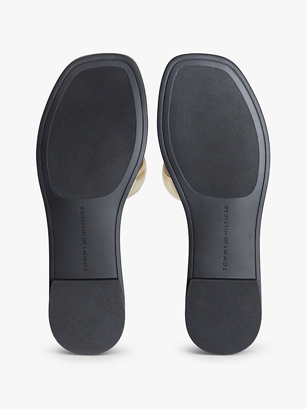 Metallic Leather Slip-On Mules