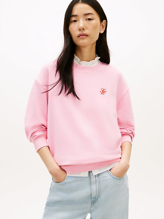 Logo Embroidery Crew Neck Sweatshirt