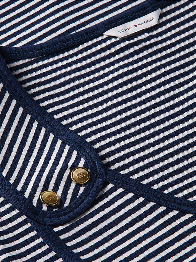 Gold-Tone Button Ribbed Tank Top