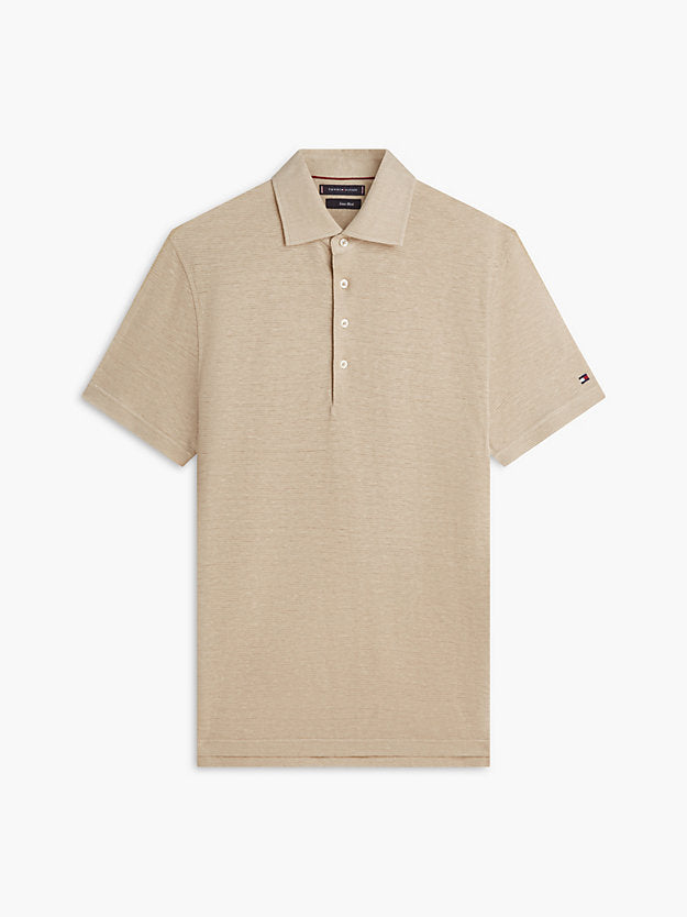 New York Label Regular Fit Linen Blend Polo Shirt