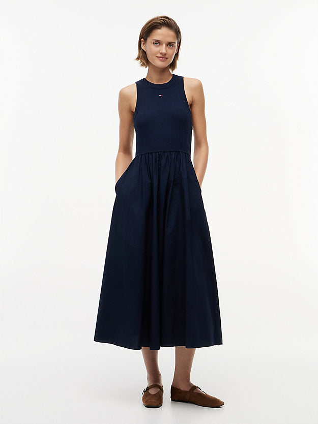 Slim Sleeveless Poplin Maxi Dress