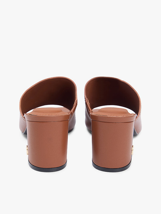 Monogram Leather Block Heel Mules