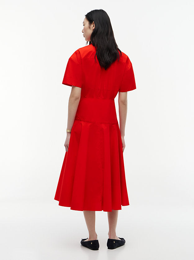 Fit And Flare Poplin Midi Shirt Dress