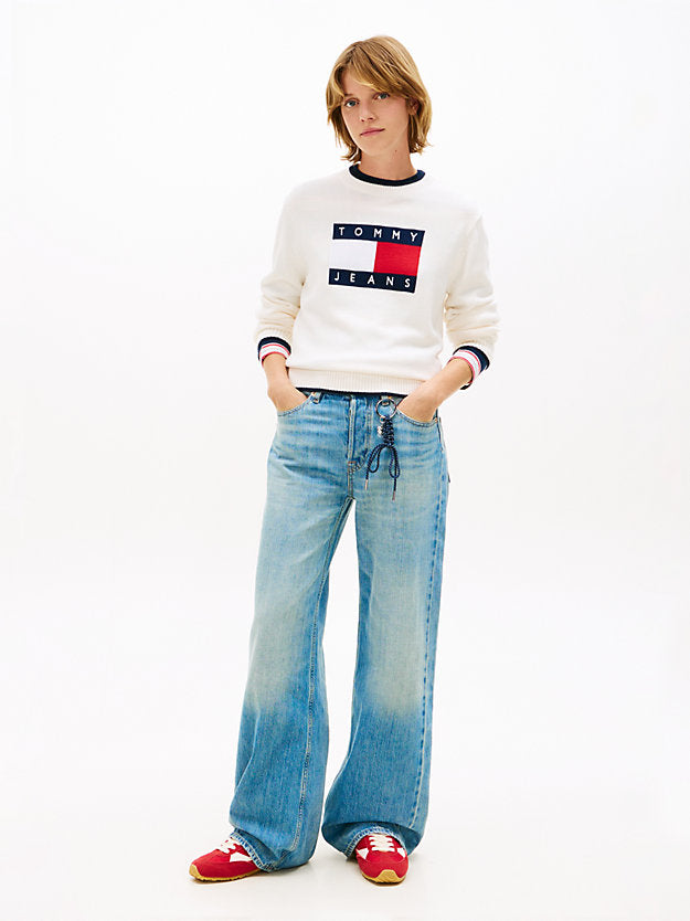 Intarsia Flag Badge Tipped Relaxed Jumper