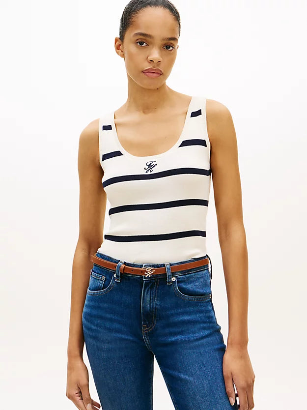Premium Knit Embroidery Slim Tank Top