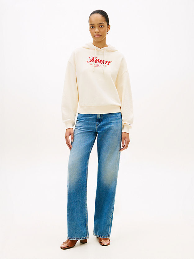 Textured Logo Relaxed Drawstring Hoody