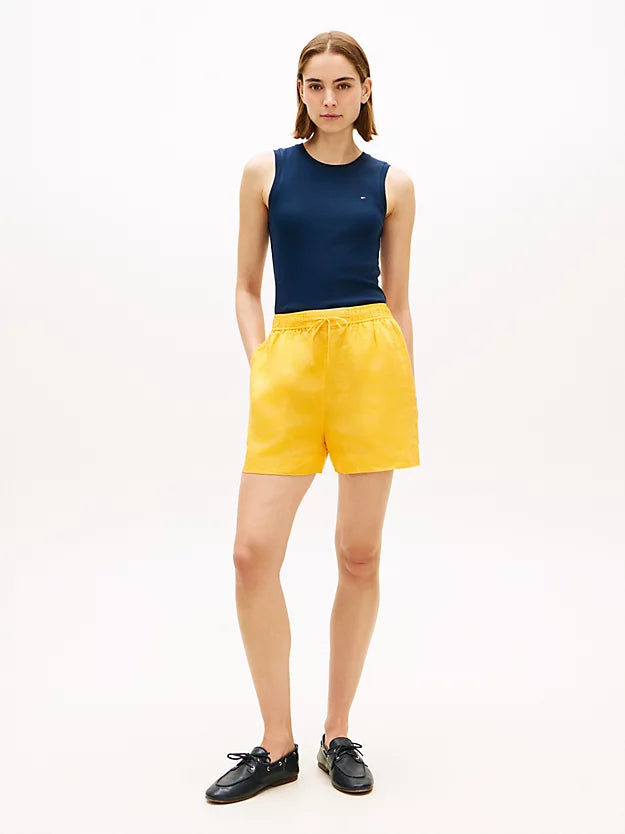 Flag Embroidery Pure Linen Shorts