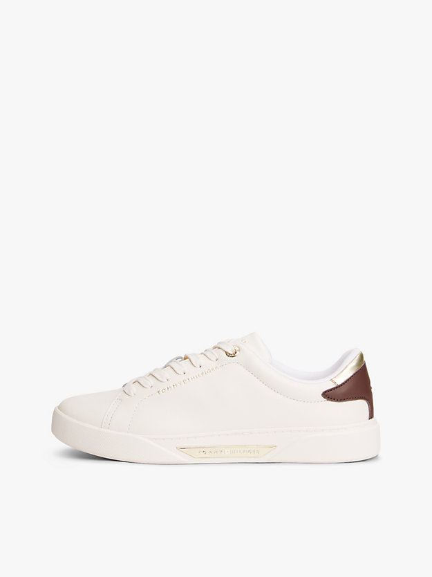 Leather Logo Plaque Court Trainers