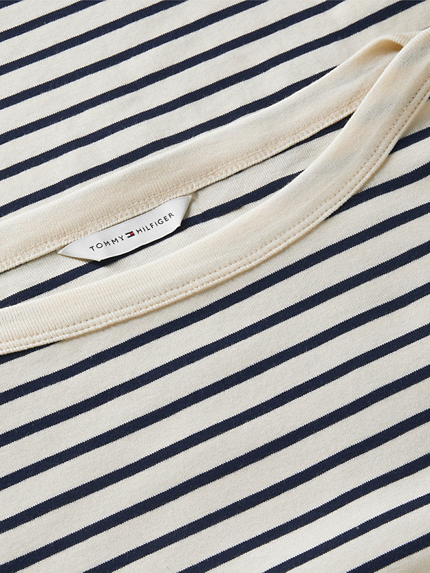 Gold-Tone Button Boat Neck T-Shirt