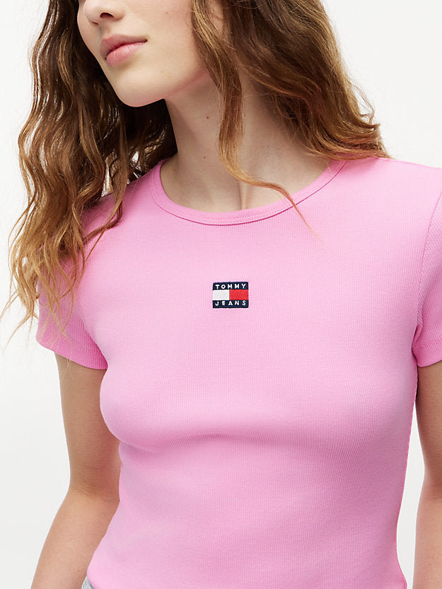 Badge Ribbed Slim T-Shirt