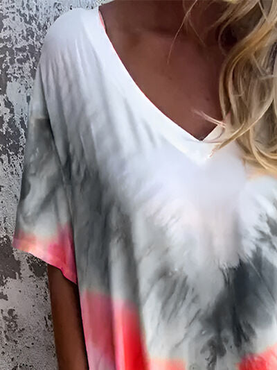 Robe courte à poches et manches courtes, tie-dye, taille standard