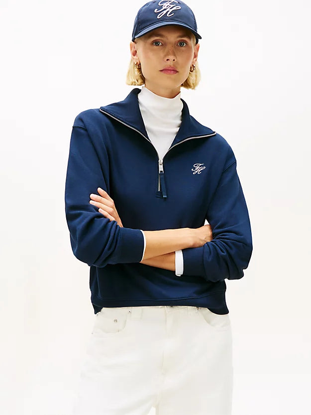 Logo Embroidery Terry Quarter-Zip Jumper